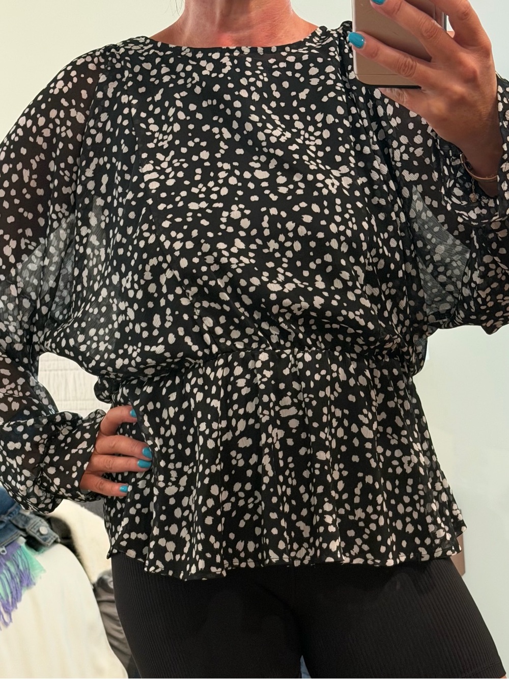 Banana Republic Black and White Dot Peplum Blouse